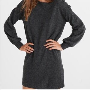 Madewell Merino Wool sweater dress Boatneck with shoulder buttons XS
